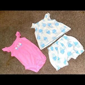 Carter’s Girls NB set w extra onesie ice cream